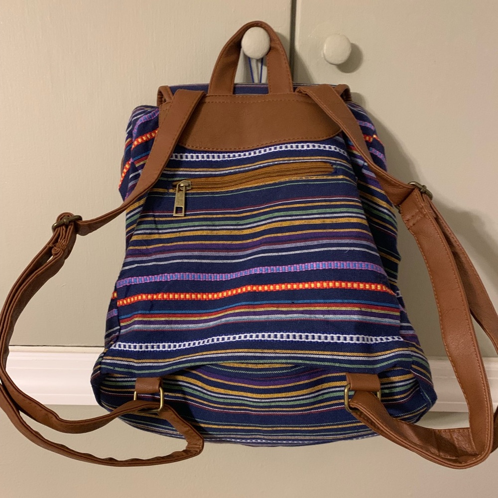 Multi Colored Striped/Pleather Backpack! - image 5